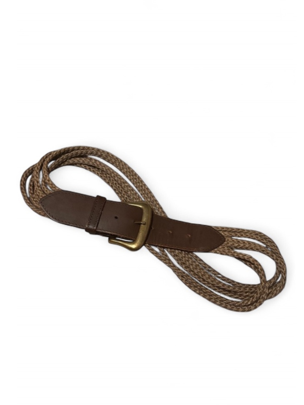Vintage Catherine Dial Easley Rope and Leather Trim Western Belt w/Brass Buckle